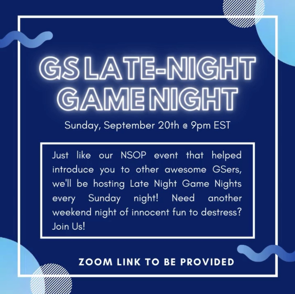 GS LATE NIGHT GAME NIGHT
